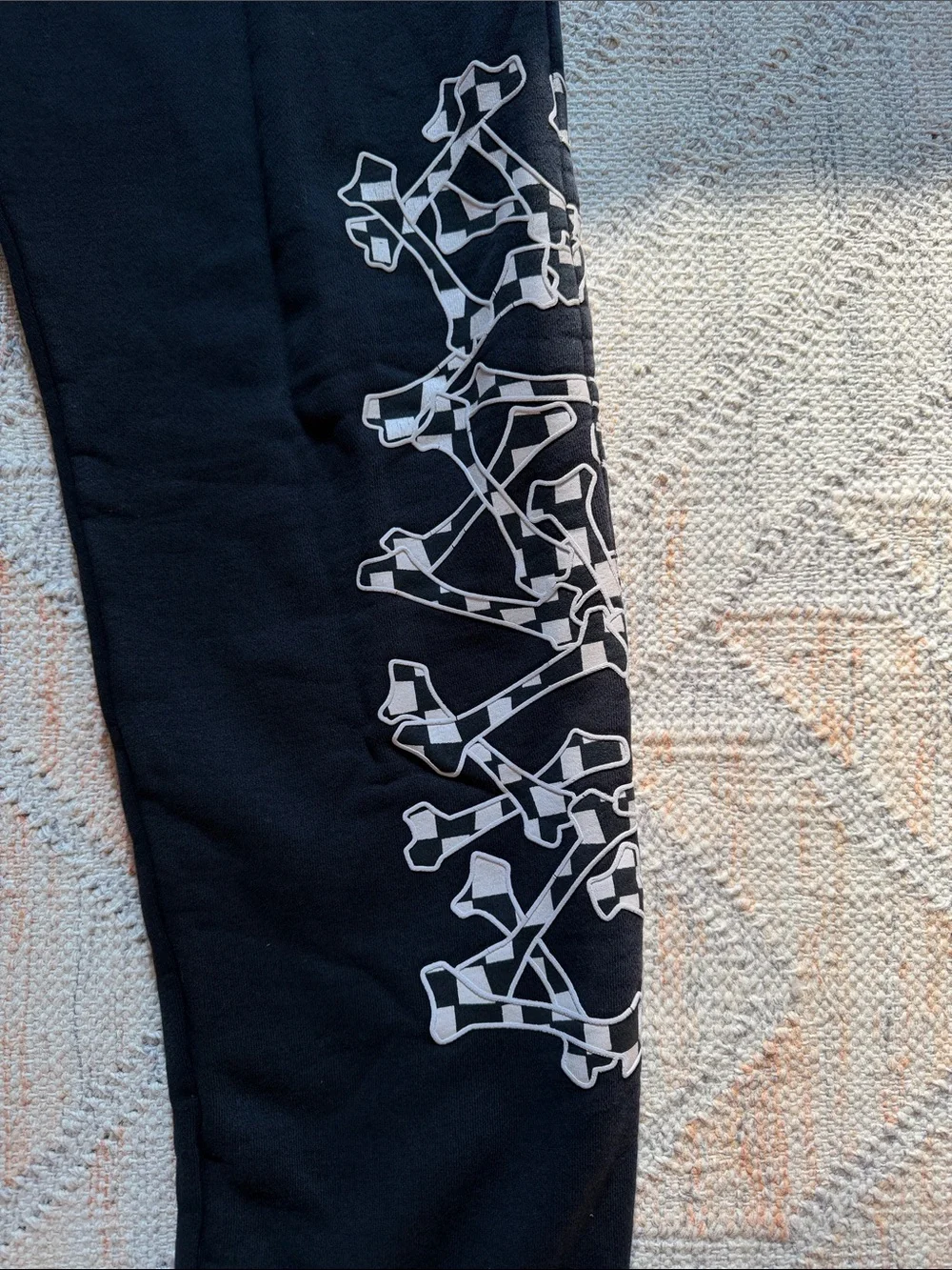 AMIRI Checkered Bones Black Sweatpants Luxury Brand Used Size Large UK 40 FR 50